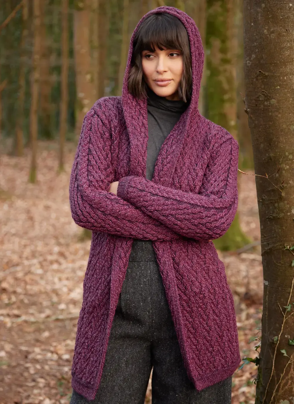 Eimear Aran Cable Knit Hooded Cardigan